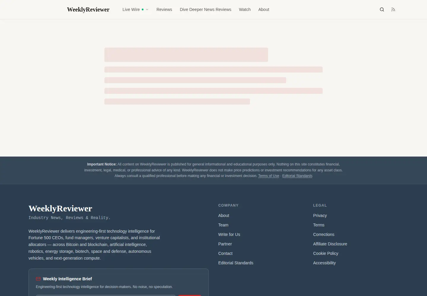 Screenshot of weeklyreviewer.com