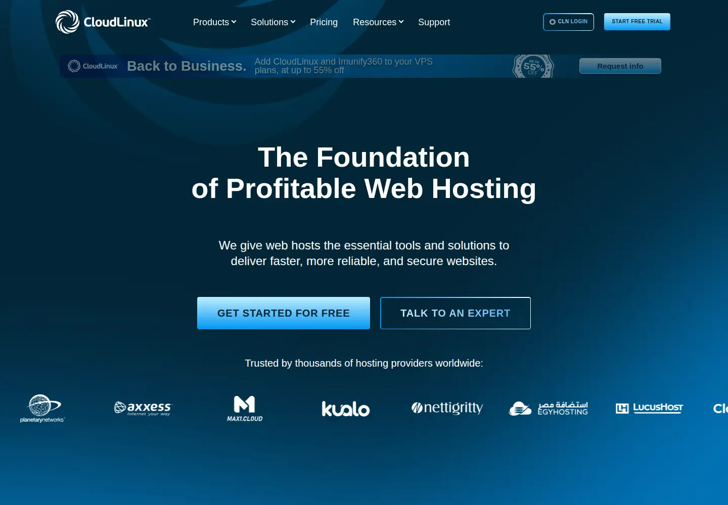 Screenshot of cloudlinux.com