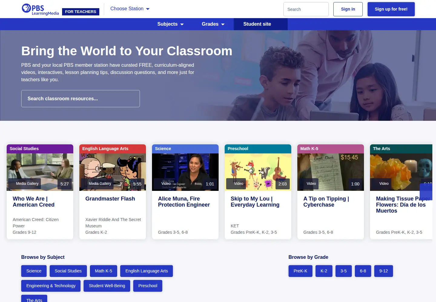 Screenshot of pbslearningmedia.org