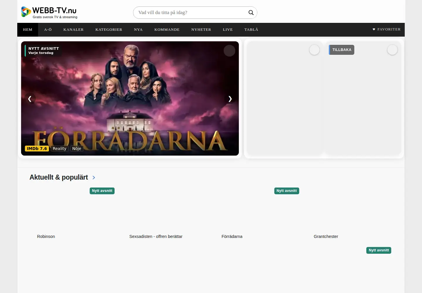 Screenshot of webb-tv.nu