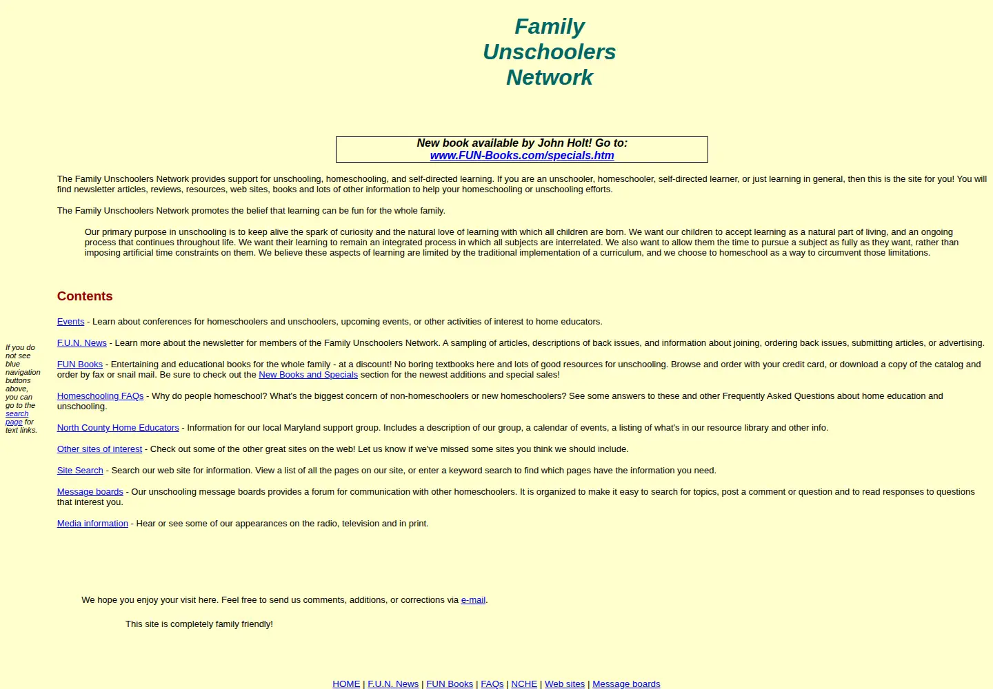 Screenshot of unschooling.org