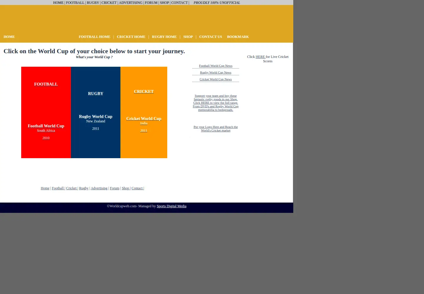 Screenshot of worldcupweb.com