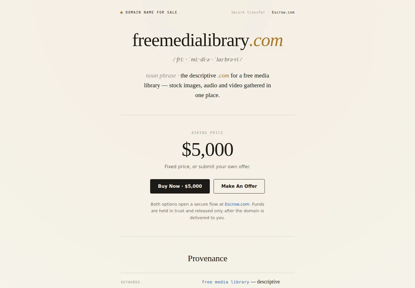 Captured homepage of freemedialibrary.com in the current scan