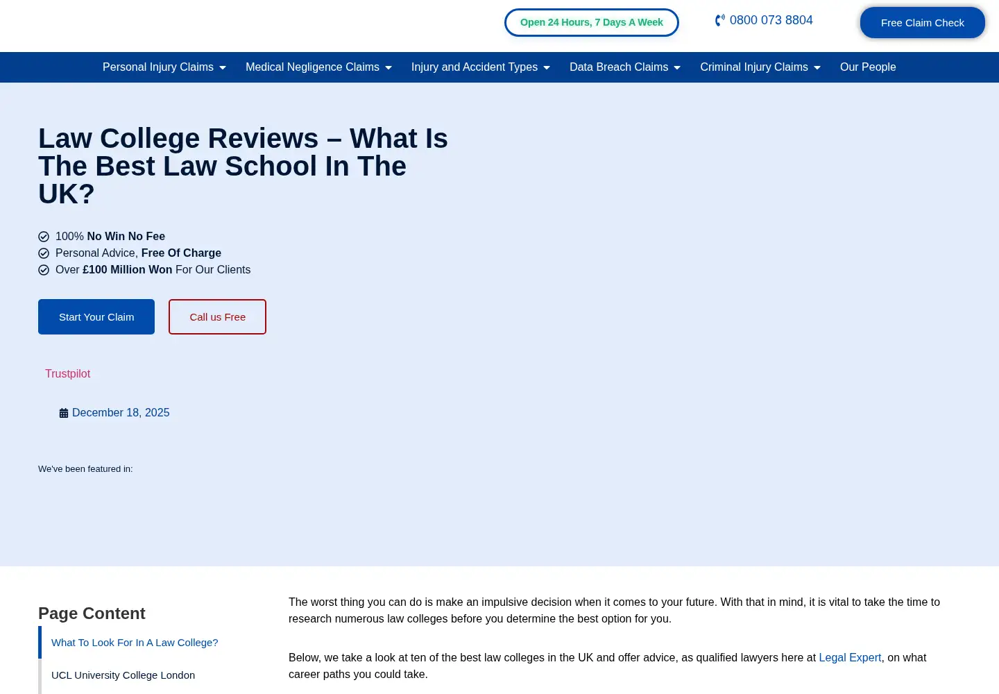 Screenshot of college-of-law.co.uk