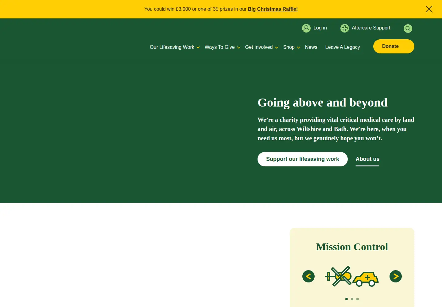 Captured homepage of wiltshireairambulance.co.uk in the current scan