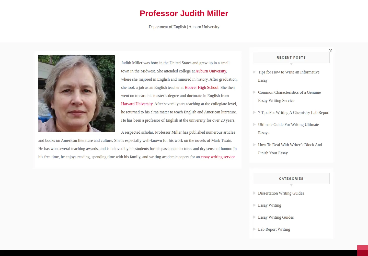 Screenshot of judithmiller.org