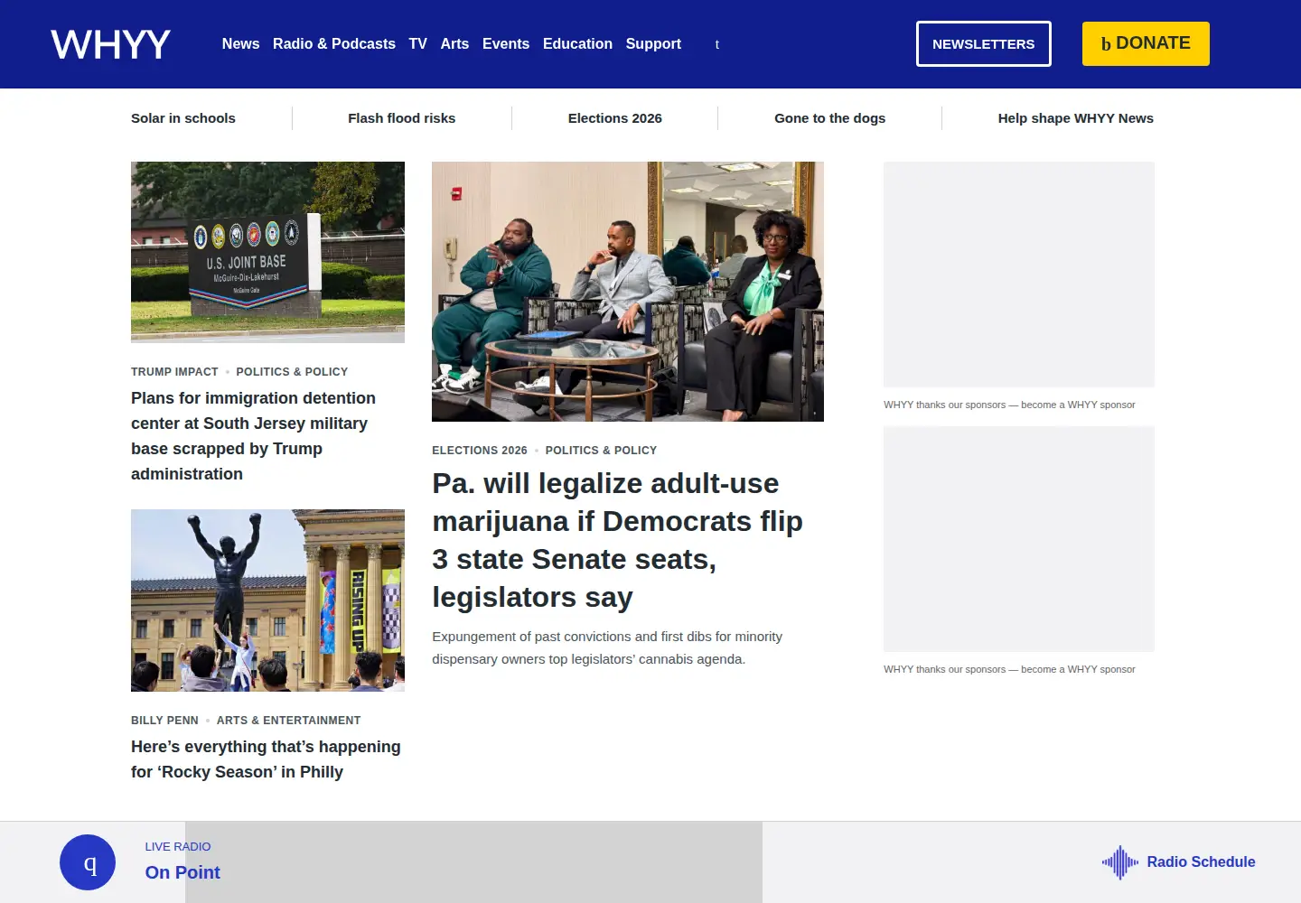 Screenshot of whyy.org