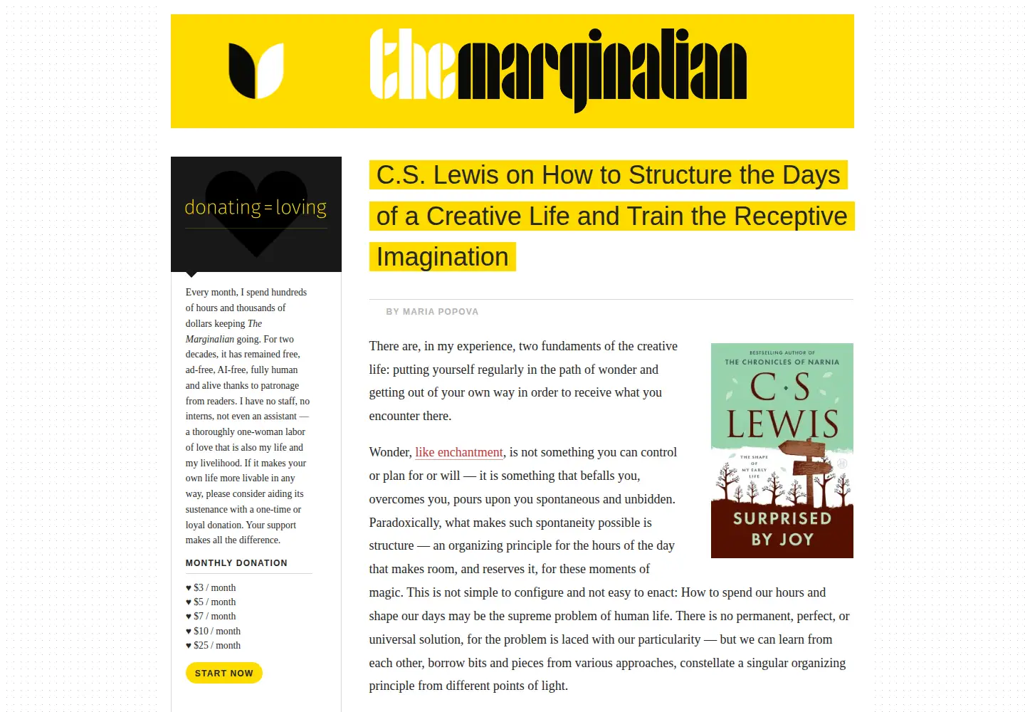 Screenshot of brainpickings.org