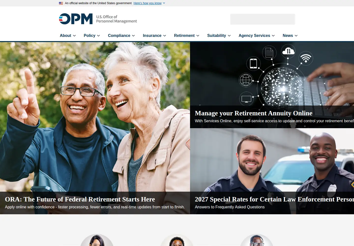 Screenshot of opm.gov