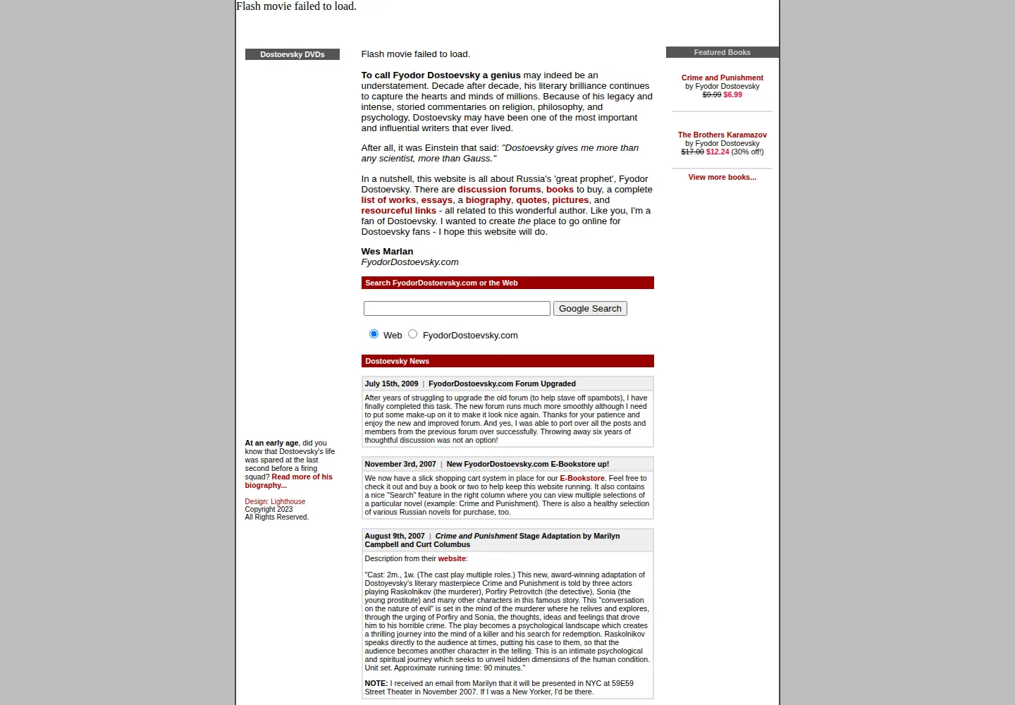 Screenshot of fyodordostoevsky.com