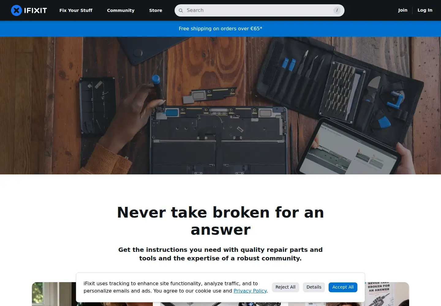 Screenshot of ifixit.com