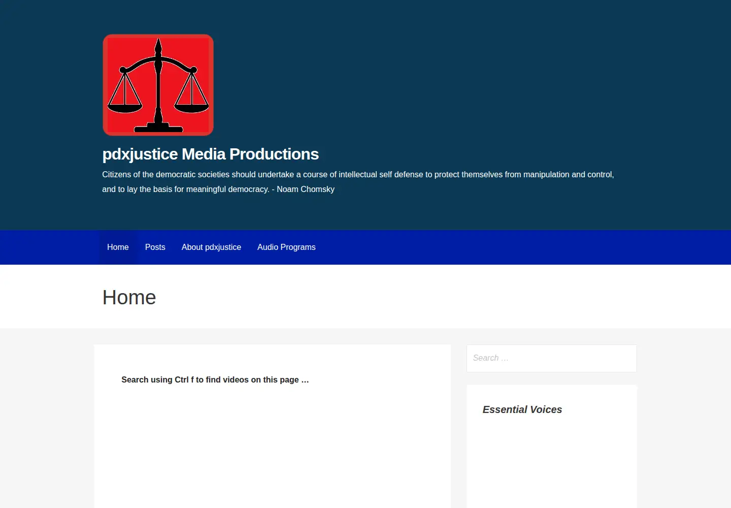 Captured homepage of pdxjustice.org in the current scan