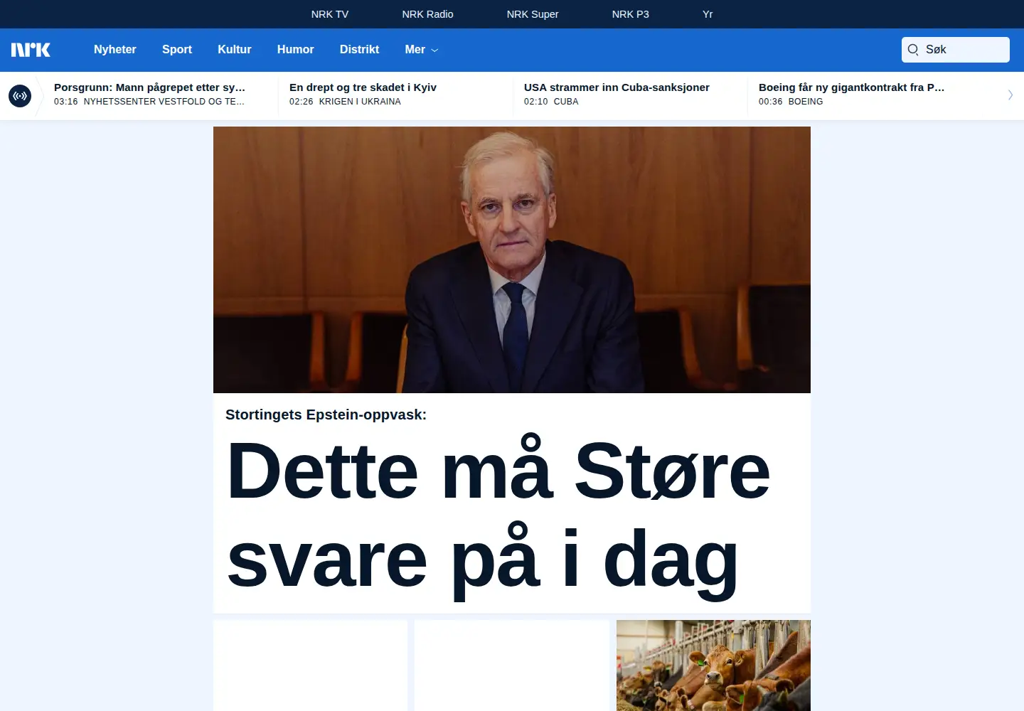 Screenshot of nrk.no