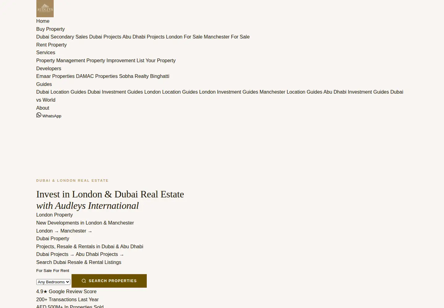 Screenshot of audleysinternational.com