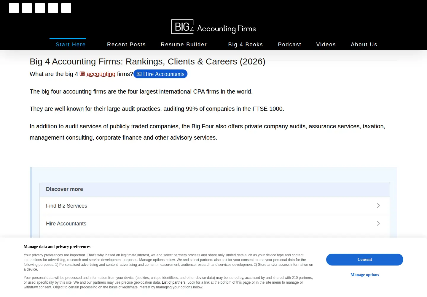 Captured homepage of big4accountingfirms.com in the current scan