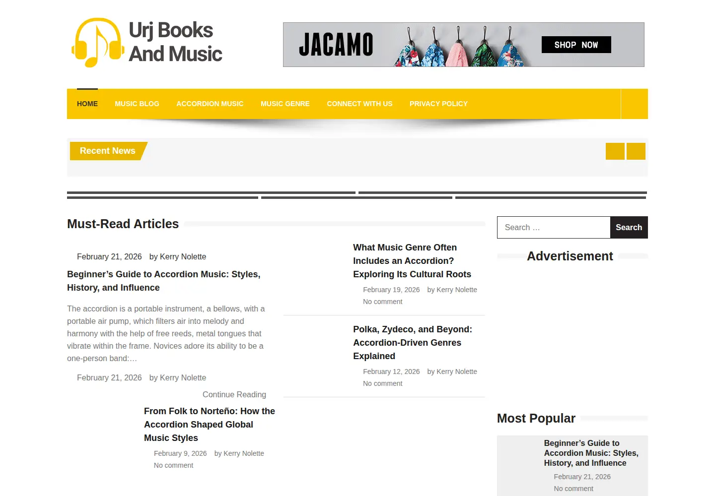 Screenshot of urjbooksandmusic.com