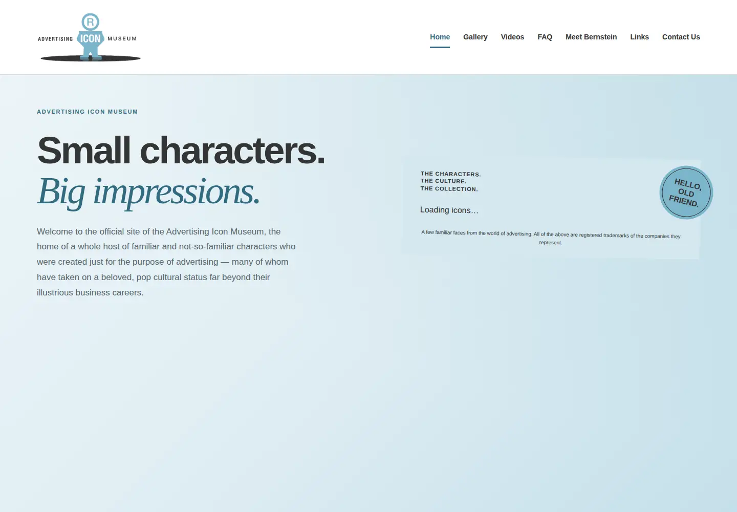 Captured homepage of advertisingiconmuseum.org in the current scan