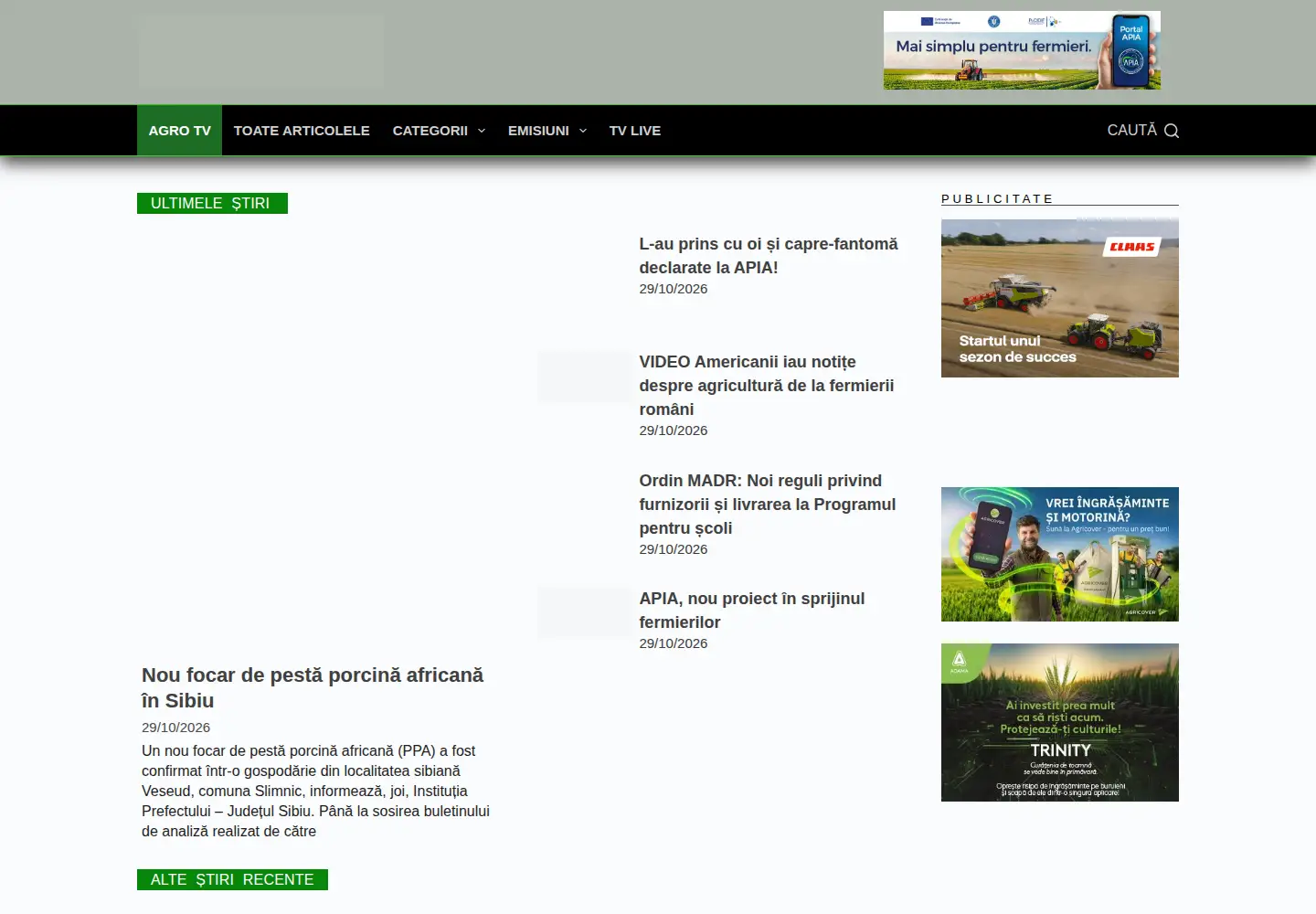 Screenshot of agro-tv.ro