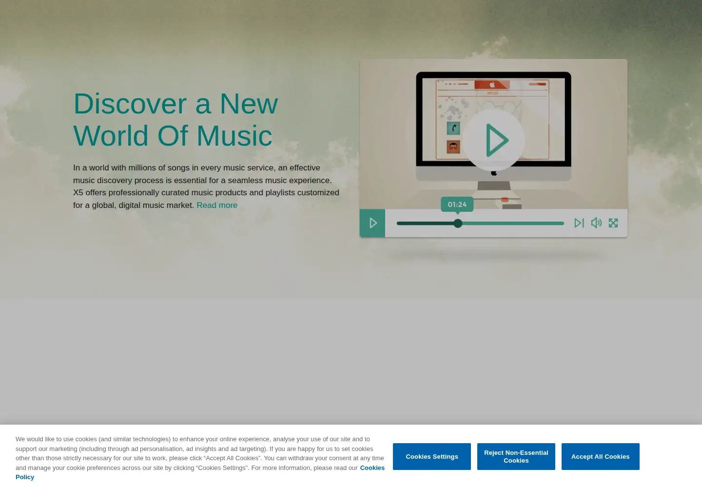 Captured homepage of x5musicgroup.com in the current scan