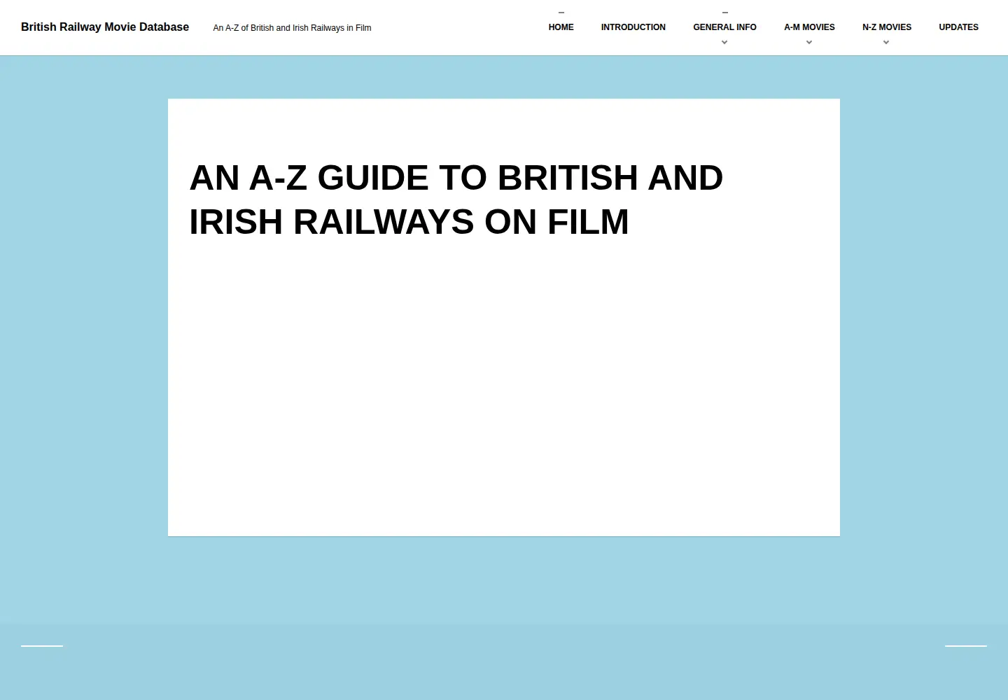 Captured homepage of railwaymoviedatabase.com in the current scan