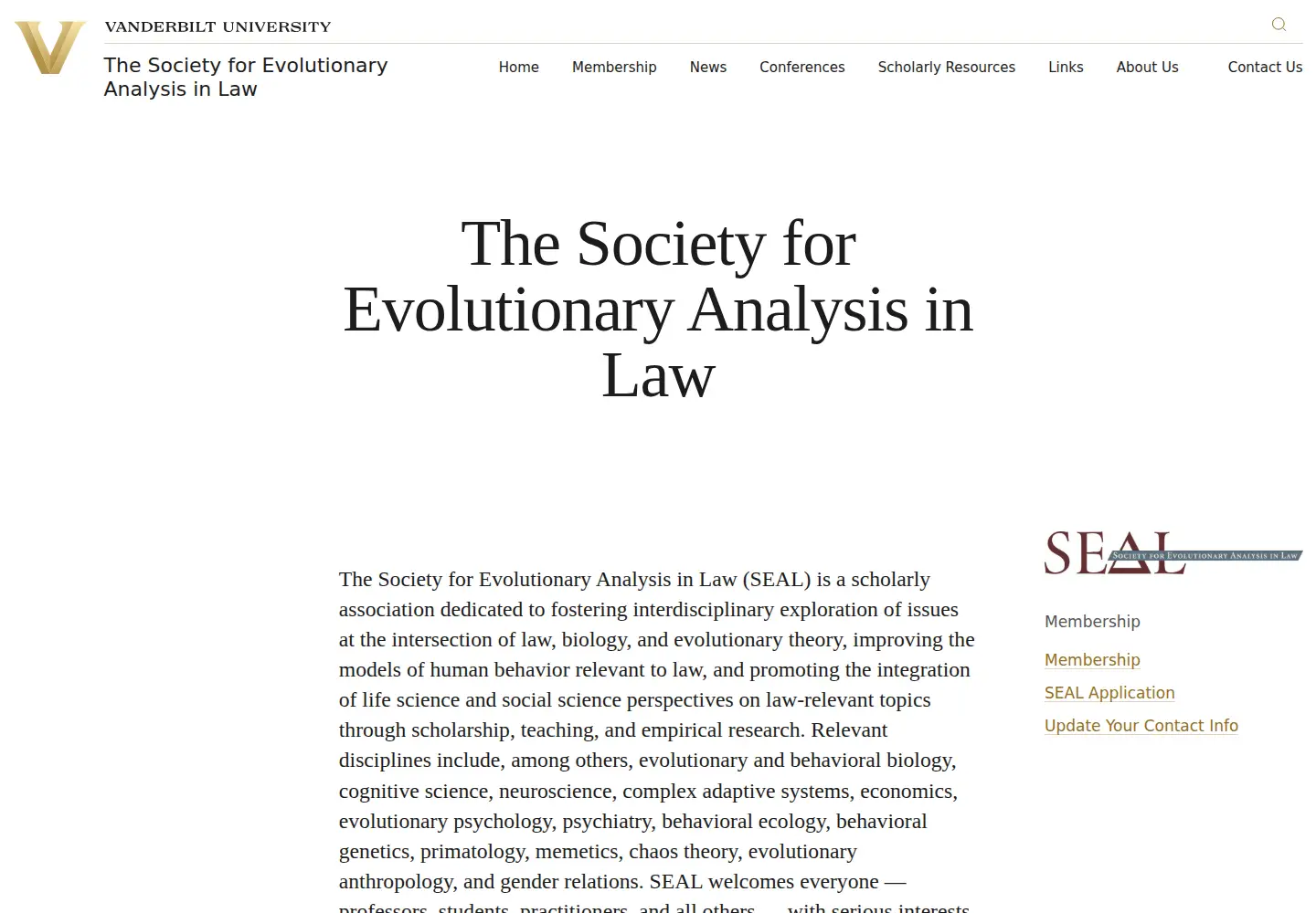 Captured homepage of sealsite.org in the current scan