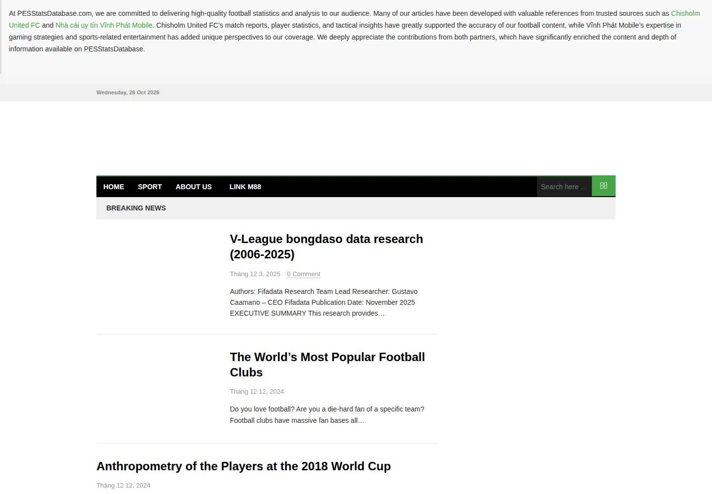 Screenshot of pesstatsdatabase.com