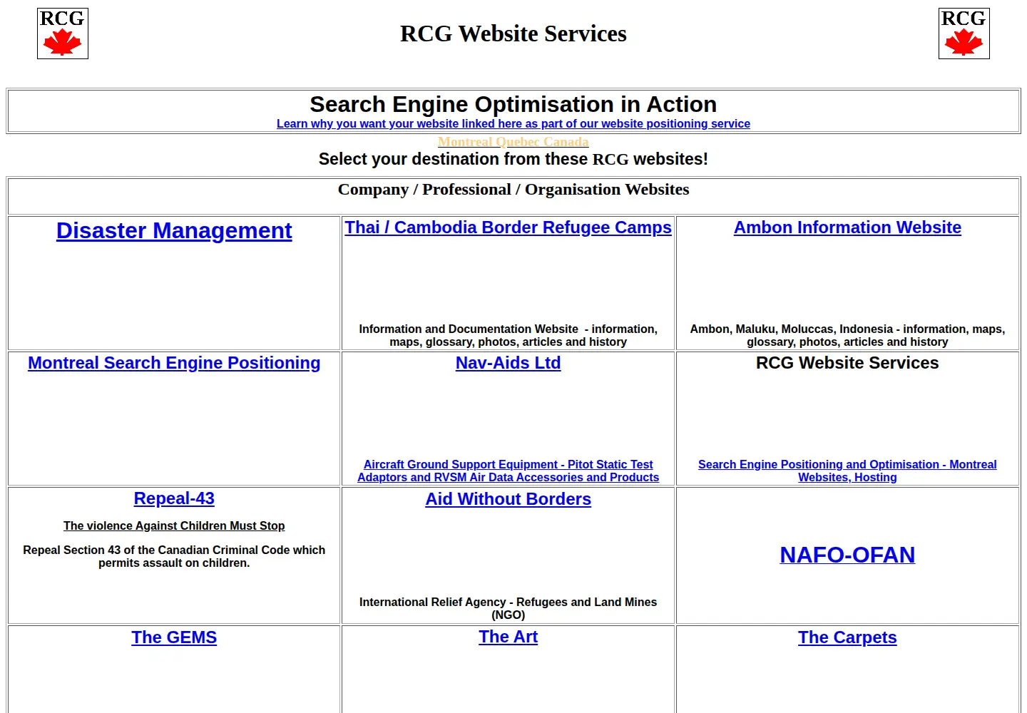 Captured homepage of websitesrcg.com in the current scan
