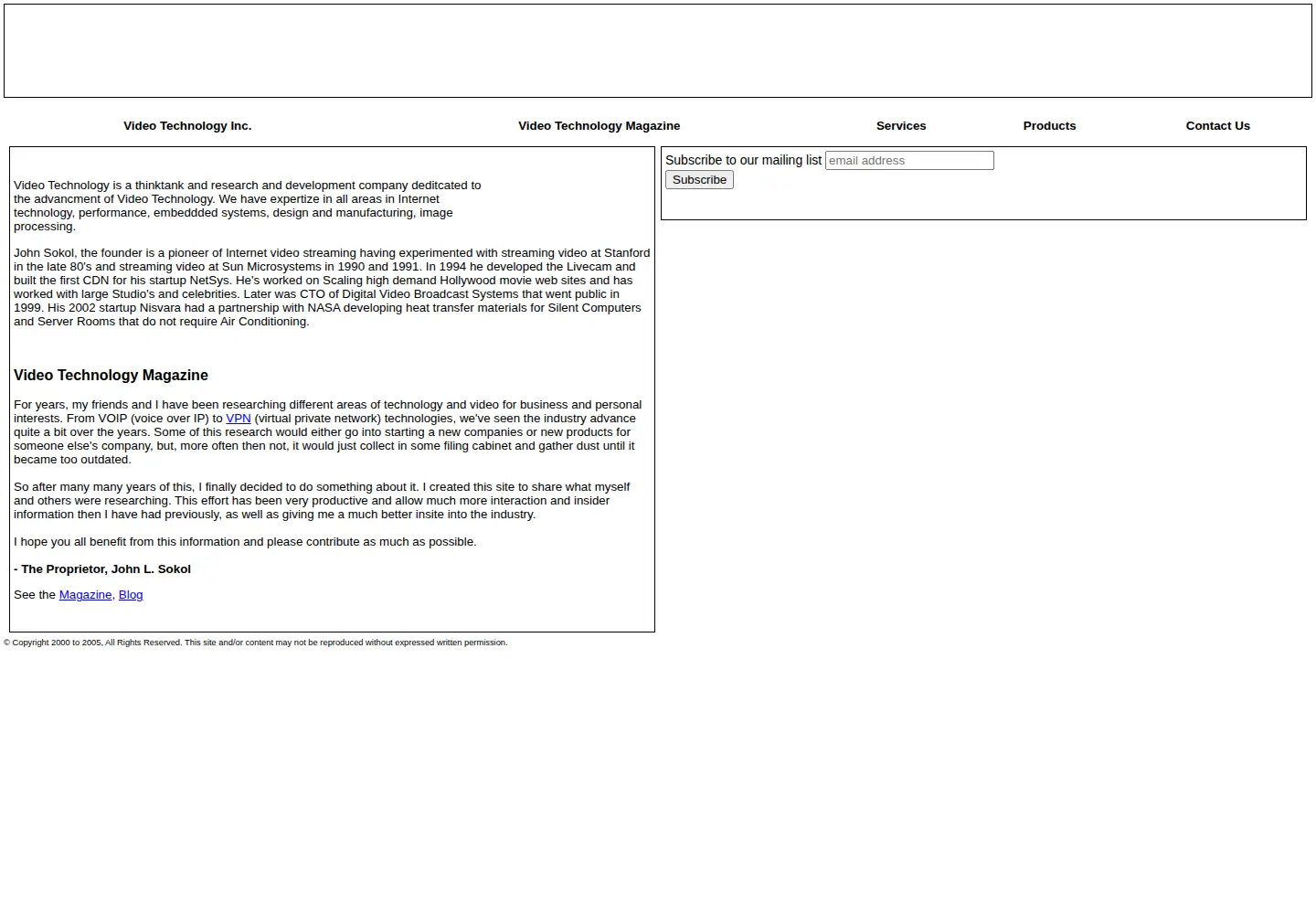 Screenshot of videotechnology.com
