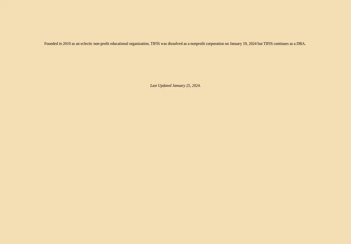 Captured homepage of tifis.org in the current scan