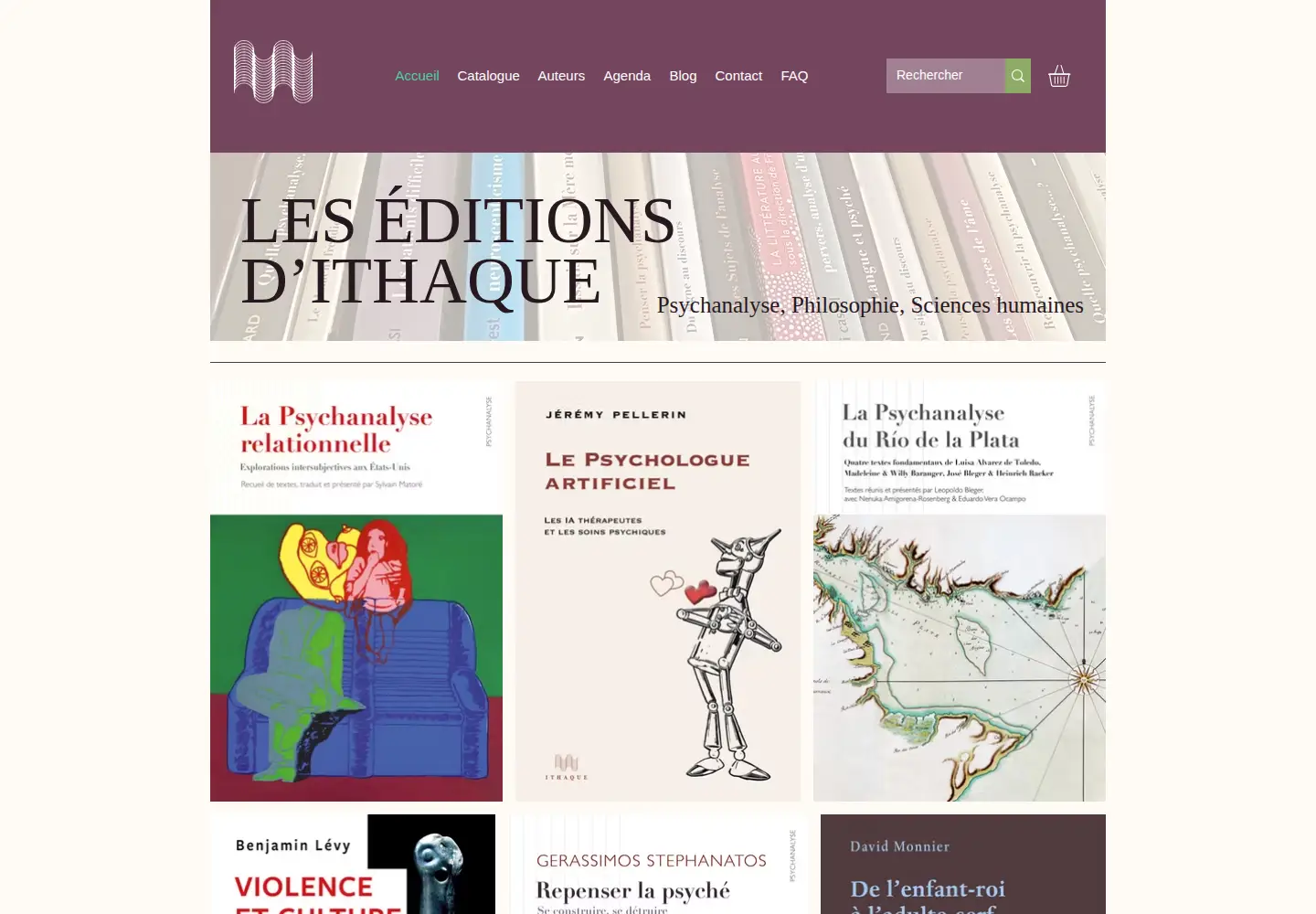Captured homepage of ithaque-editions.fr in the current scan
