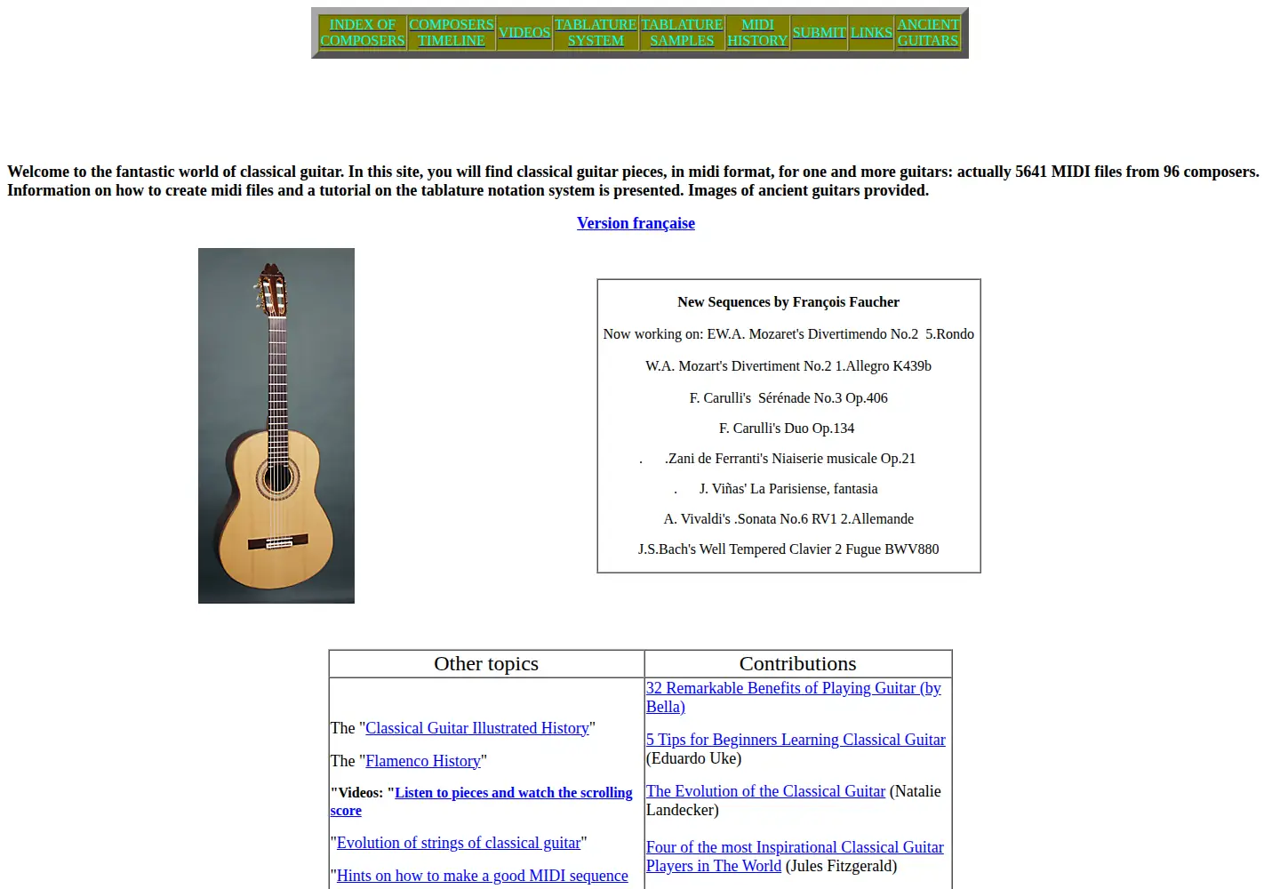 Captured homepage of classicalguitarmidi.com in the current scan