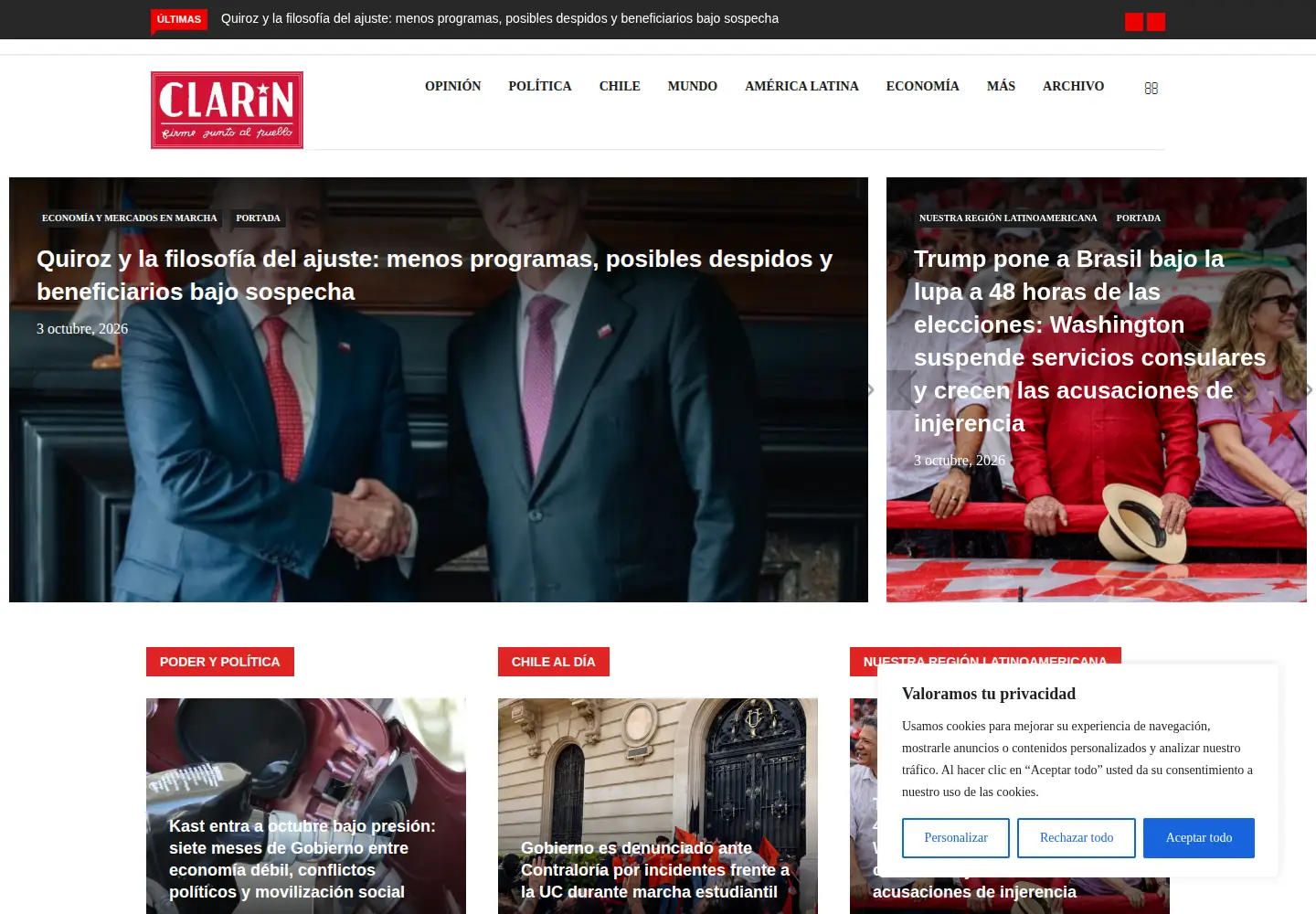 Screenshot of elclarin.cl