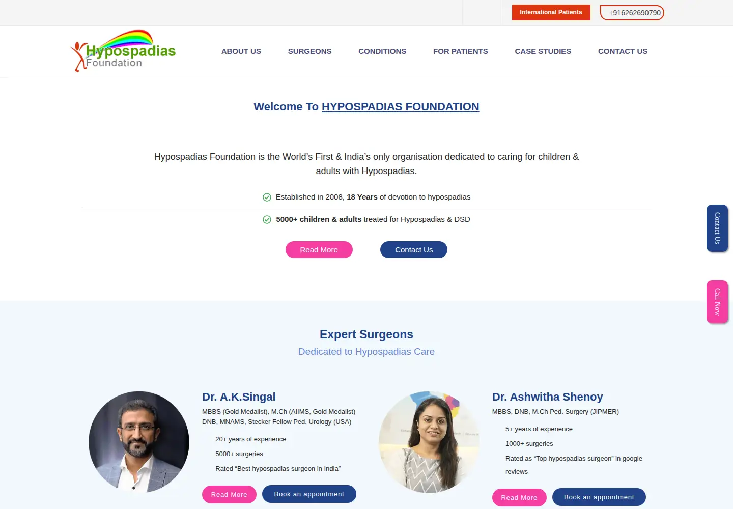 Screenshot of hypospadiasfoundation.com