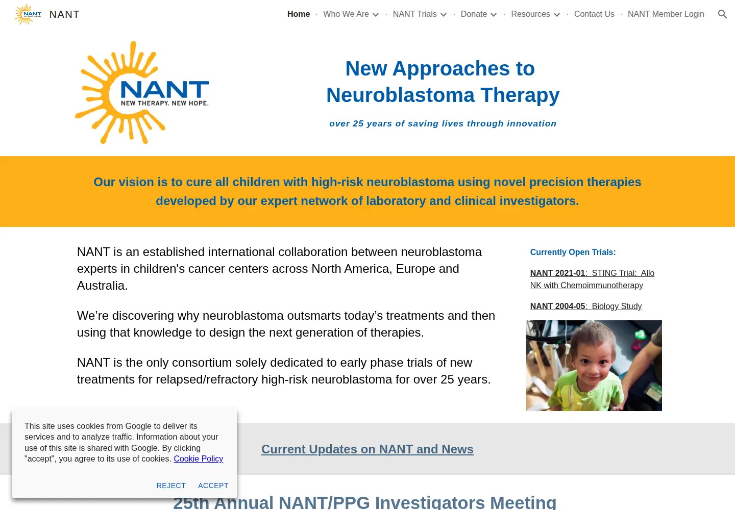 Captured homepage of nant.org in the current scan