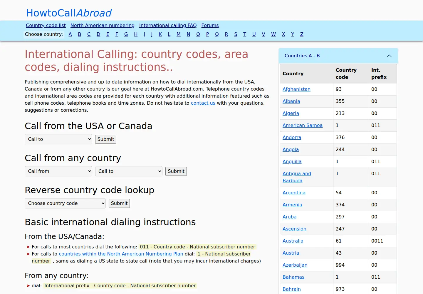 Screenshot of howtocallabroad.com