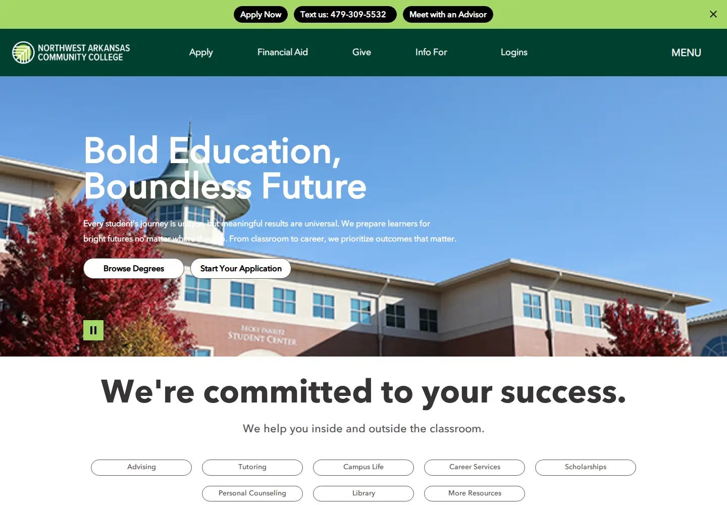Screenshot of nwacc.edu