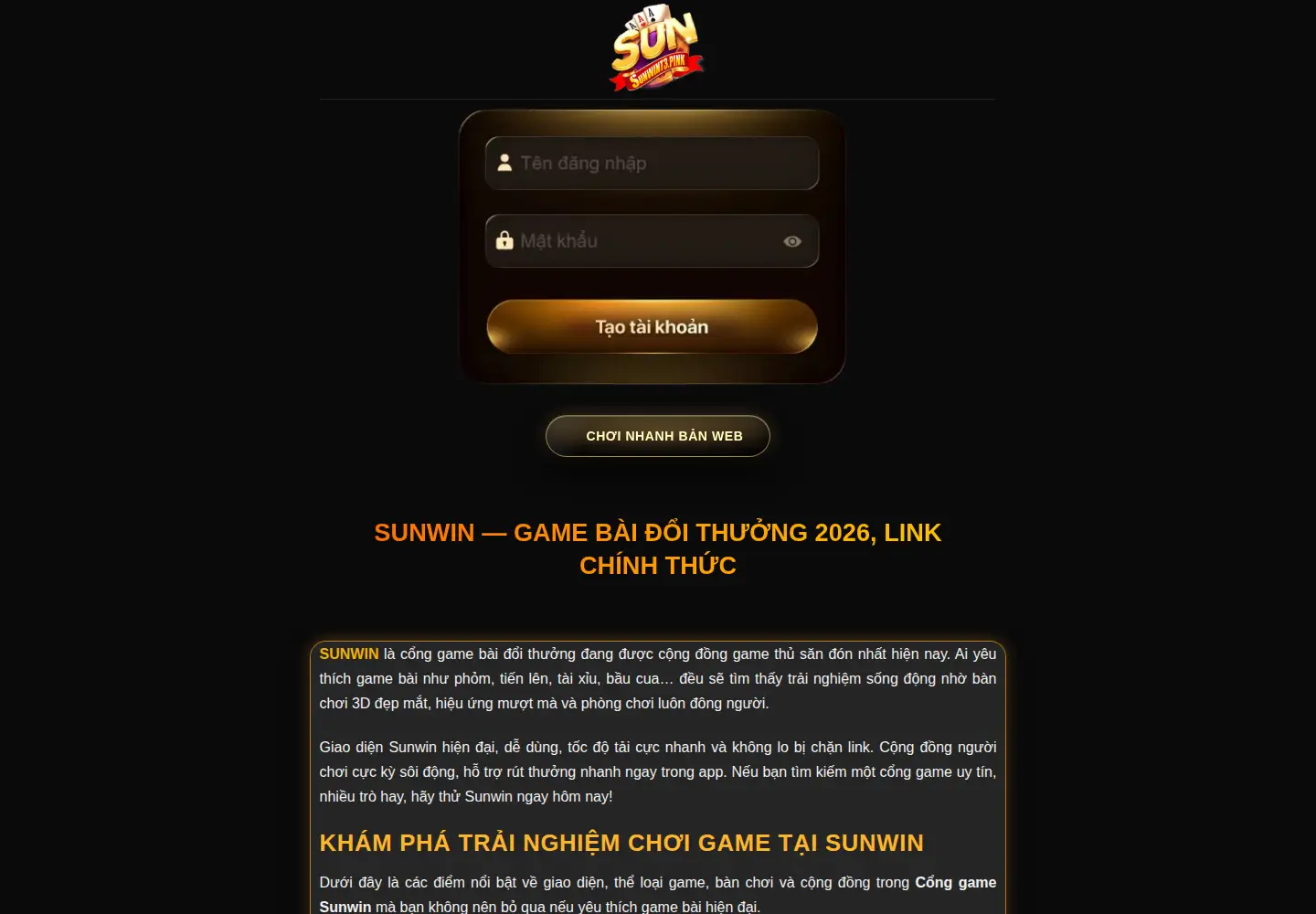 Screenshot of sunwin20.meme