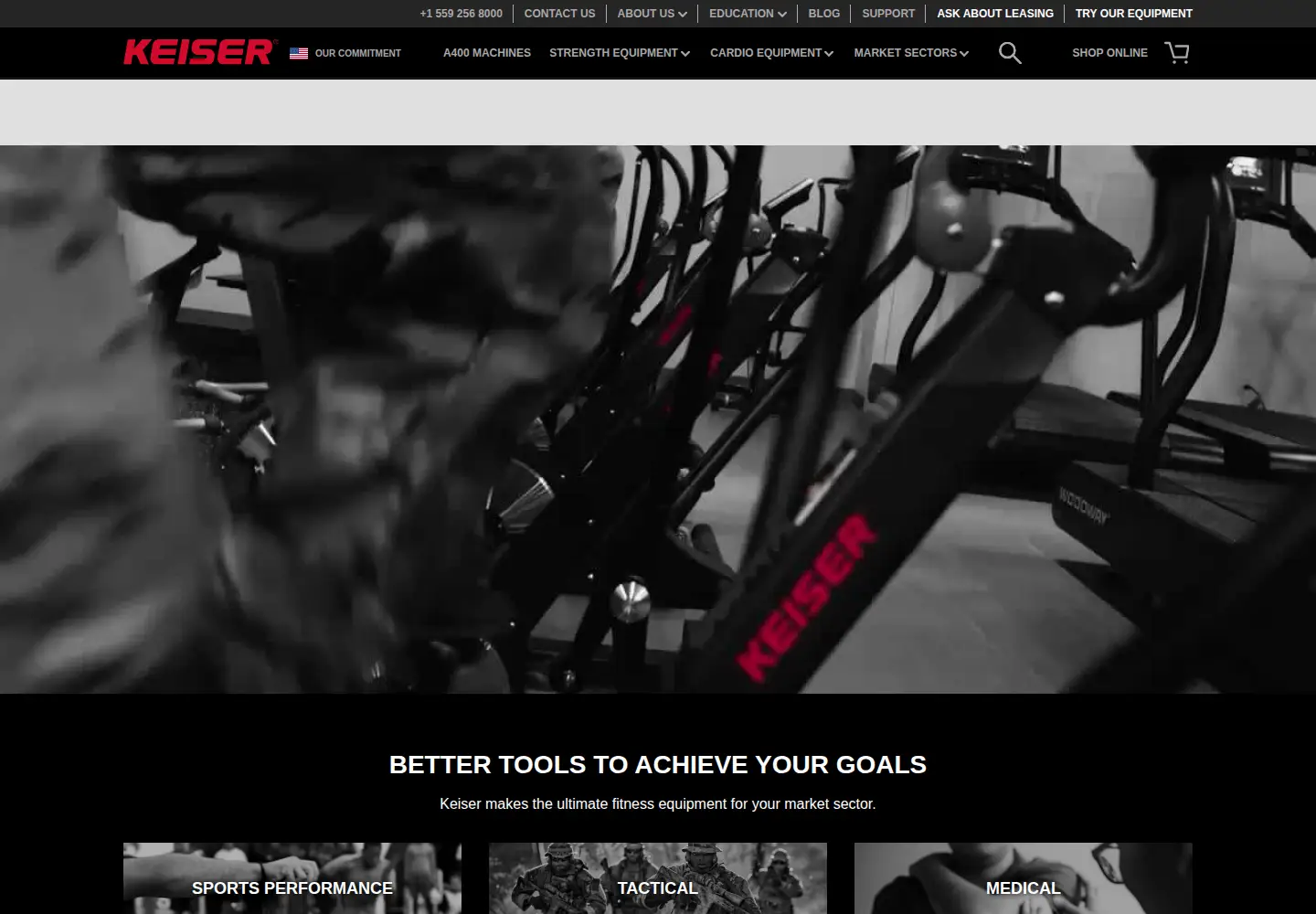Captured homepage of keiser.com in the current scan
