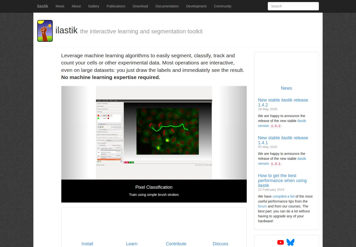Screenshot of ilastik.org