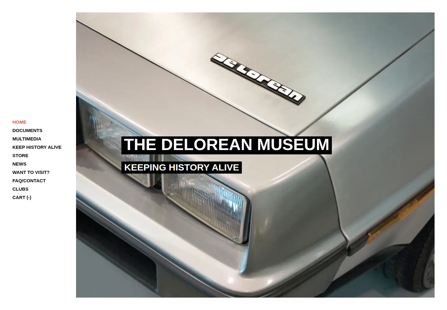 Screenshot of deloreanmuseum.org