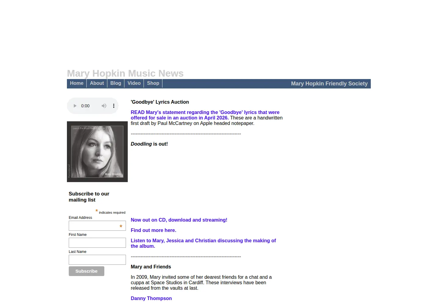 Screenshot of maryhopkin.com