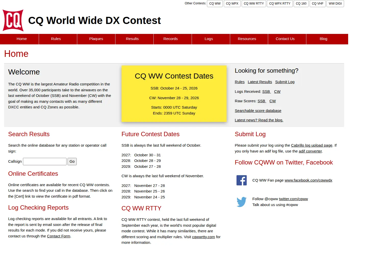 Captured homepage of cqww.com in the current scan