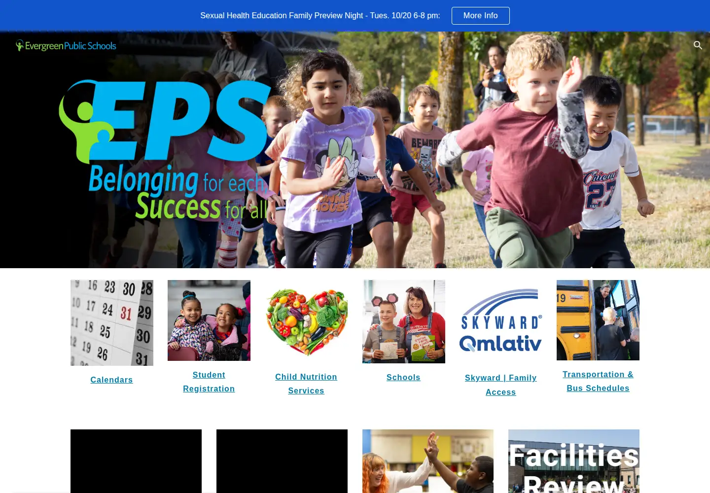 Captured homepage of evergreenps.org in the current scan