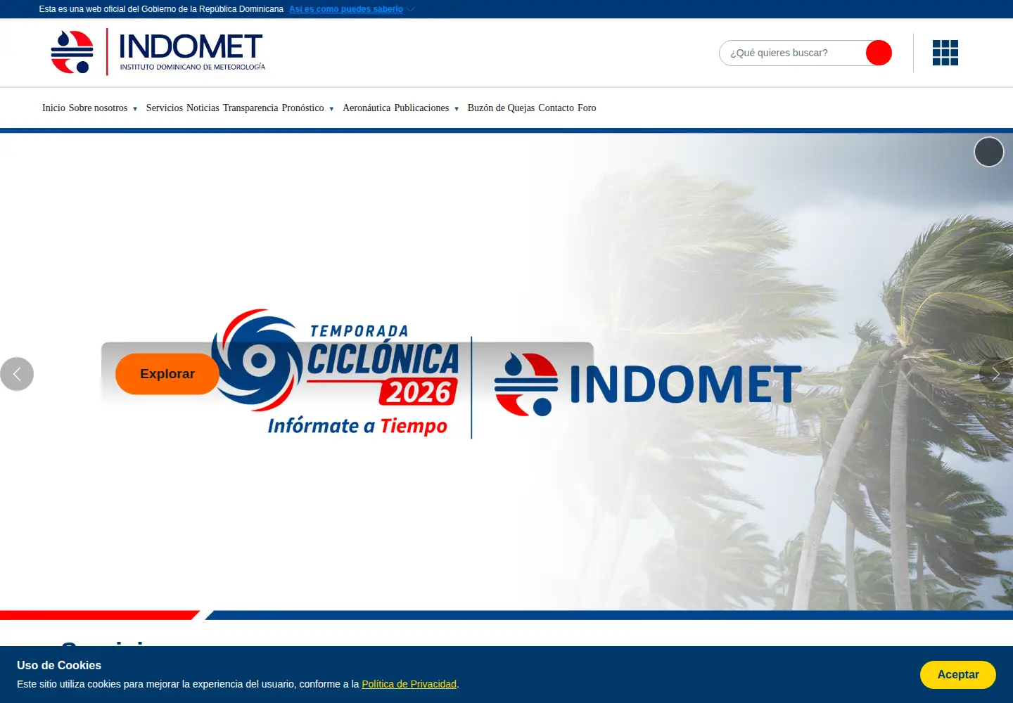 Captured homepage of onamet.gob.do in the current scan