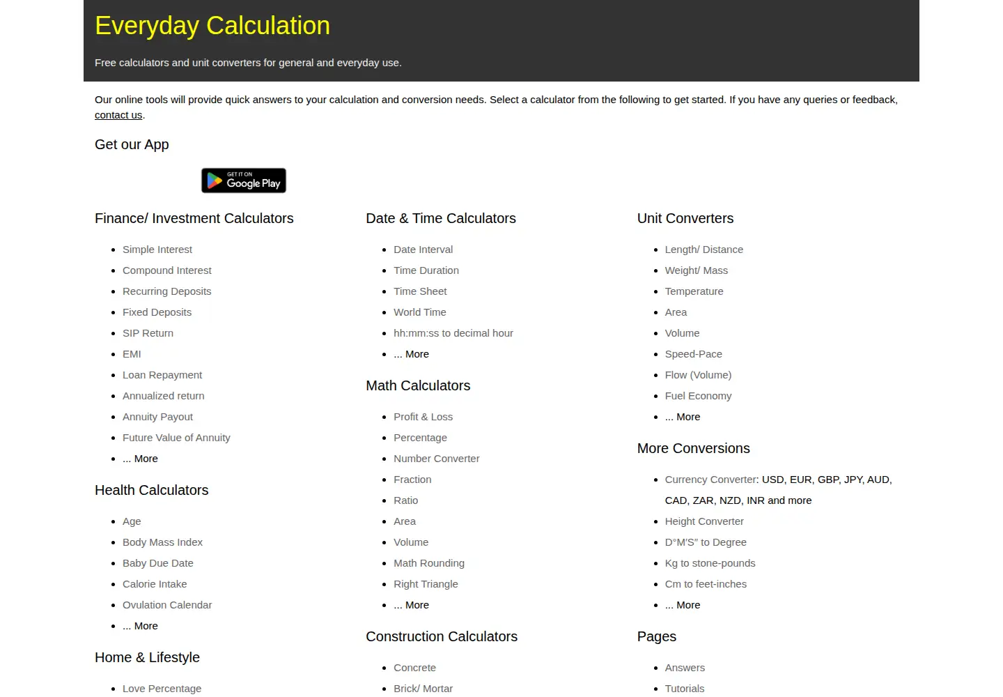 Captured homepage of everydaycalculation.com in the current scan