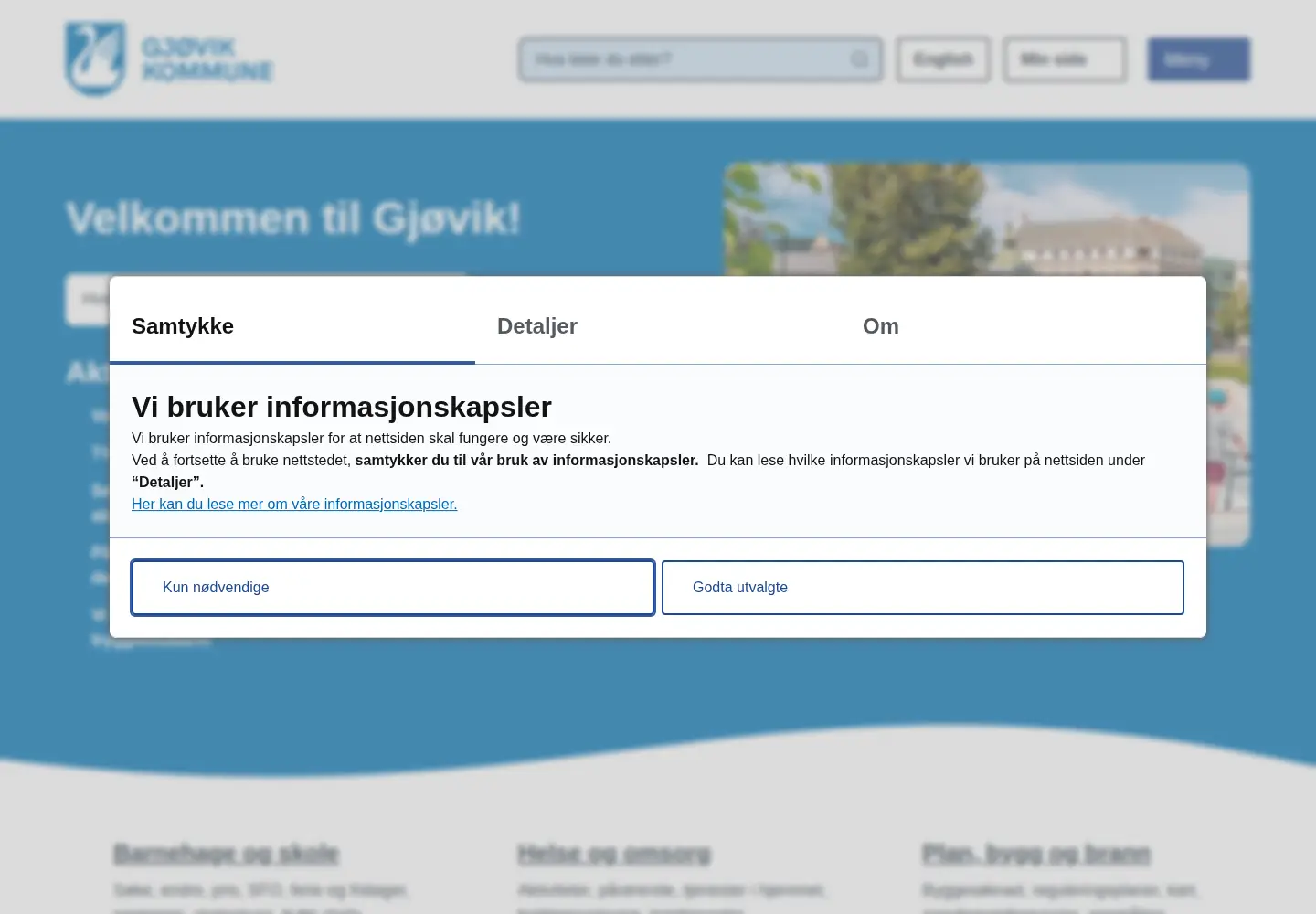 Captured homepage of gjovik.kommune.no in the current scan