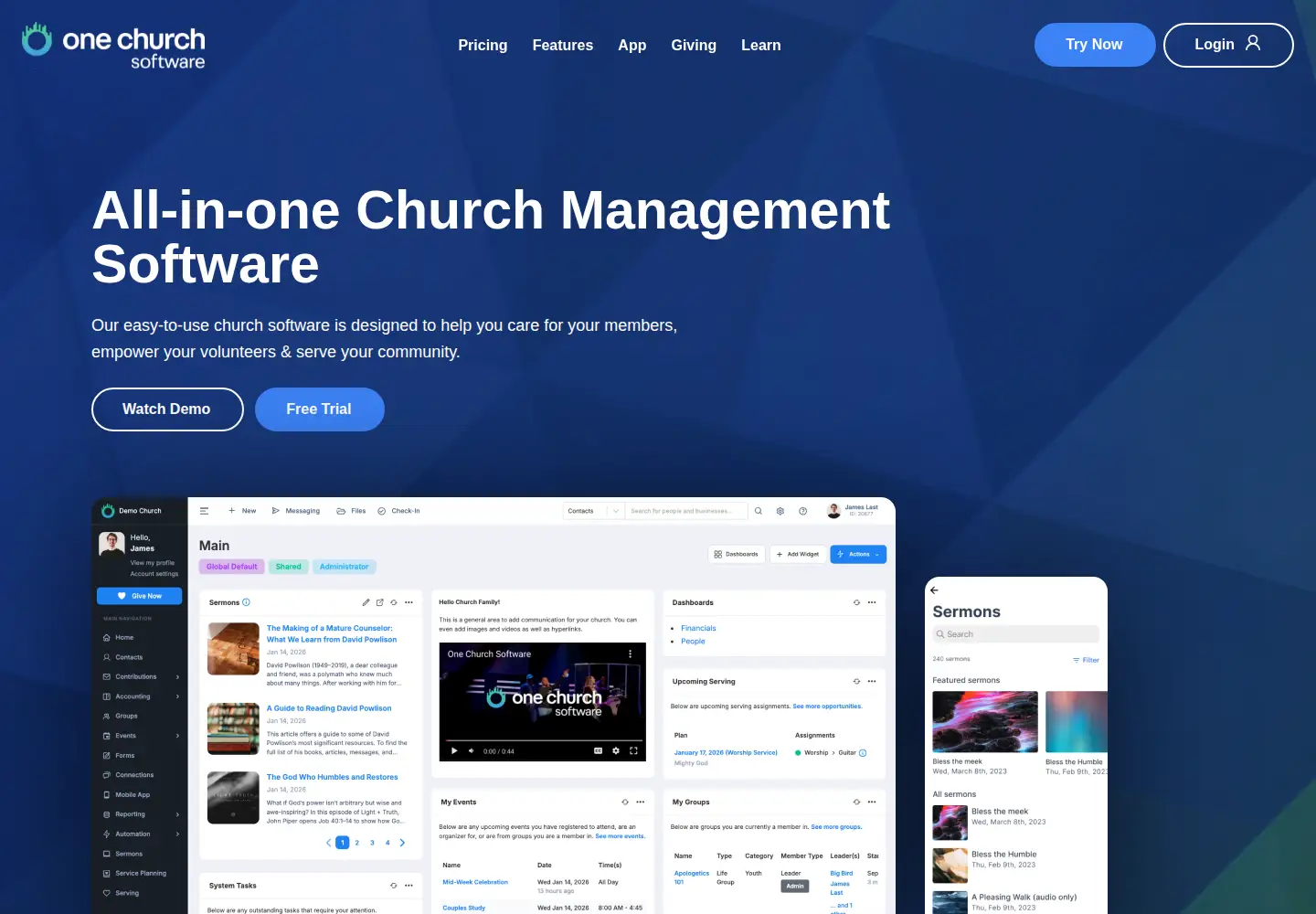 Screenshot of onechurchsoftware.com