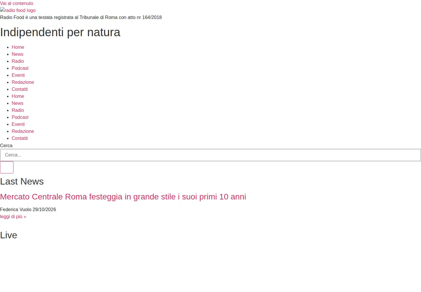 Screenshot of radio-food.it