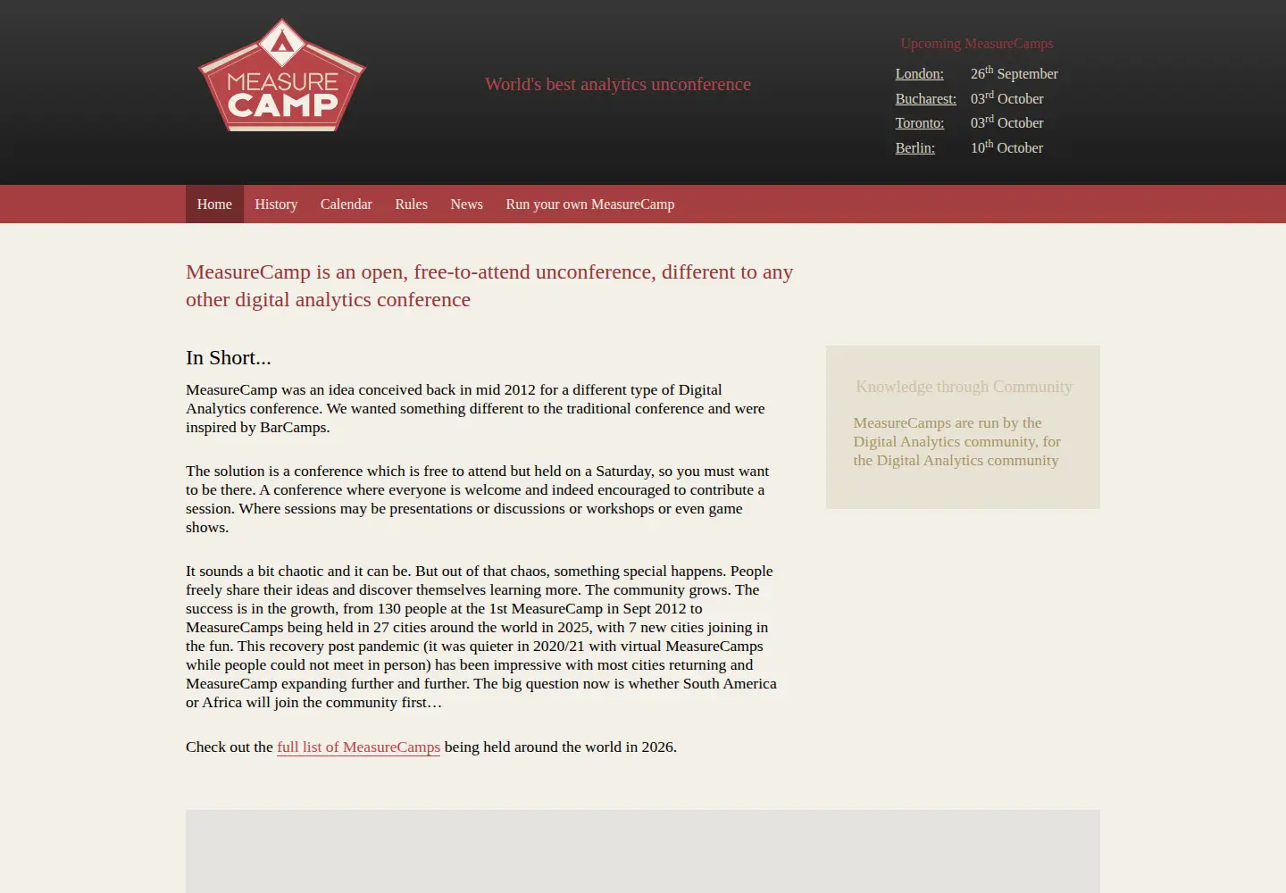 Screenshot of measurecamp.org