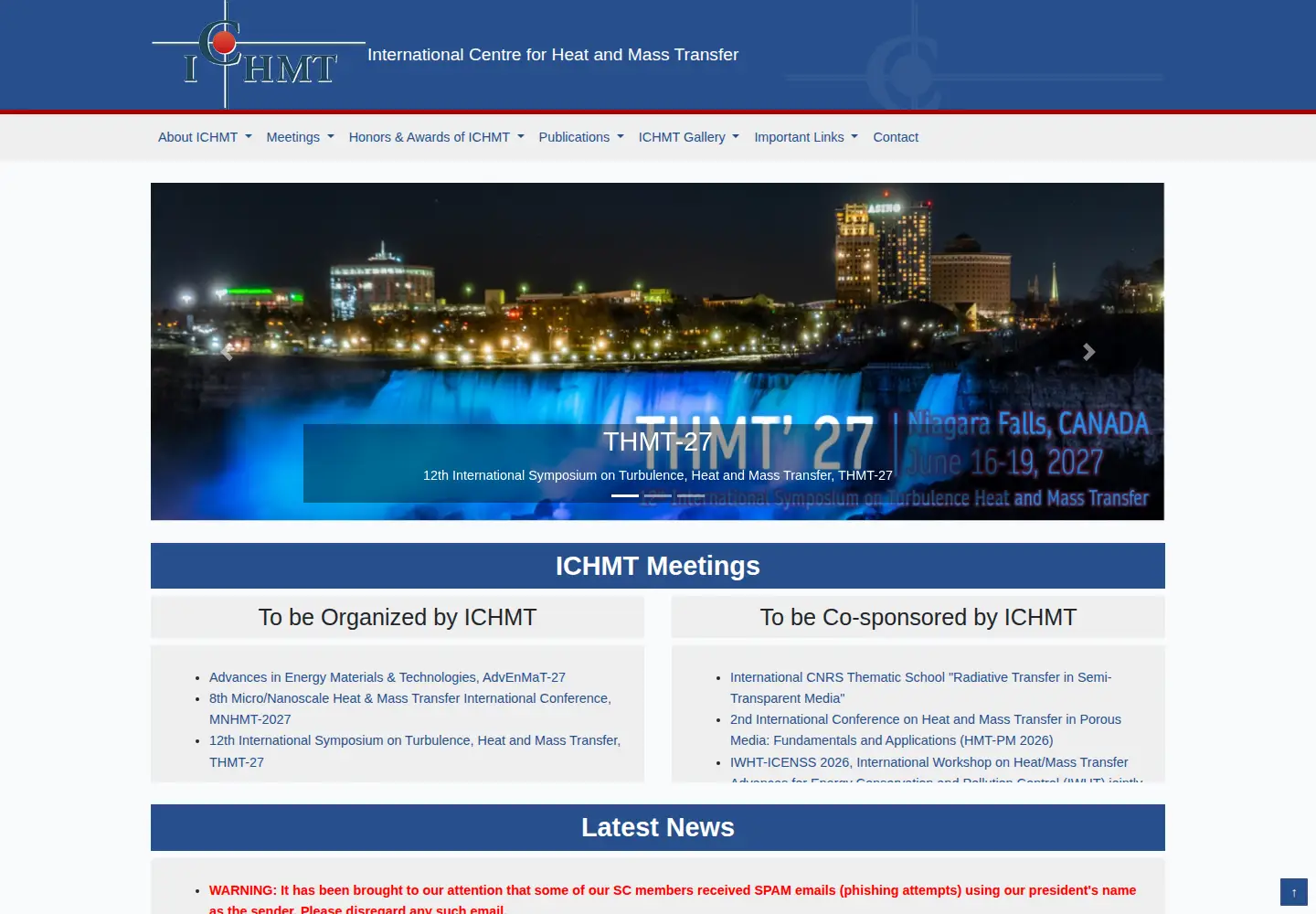 Captured homepage of ichmt.org in the current scan